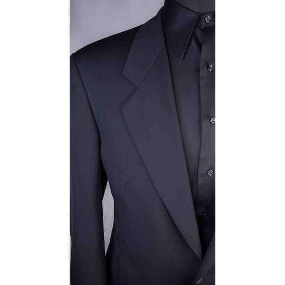 MANI Vintage Sport Coat Men Size 44R/S Solid Black 2 Button Wool Blazer - Picture 5 of 15